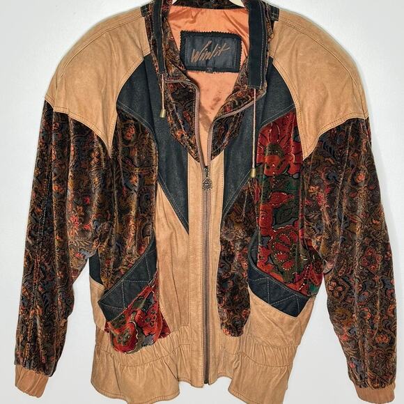 Vintage Winlit Genuine Leather Jacket with Velvet Patchwork details - Picture 4 of 8